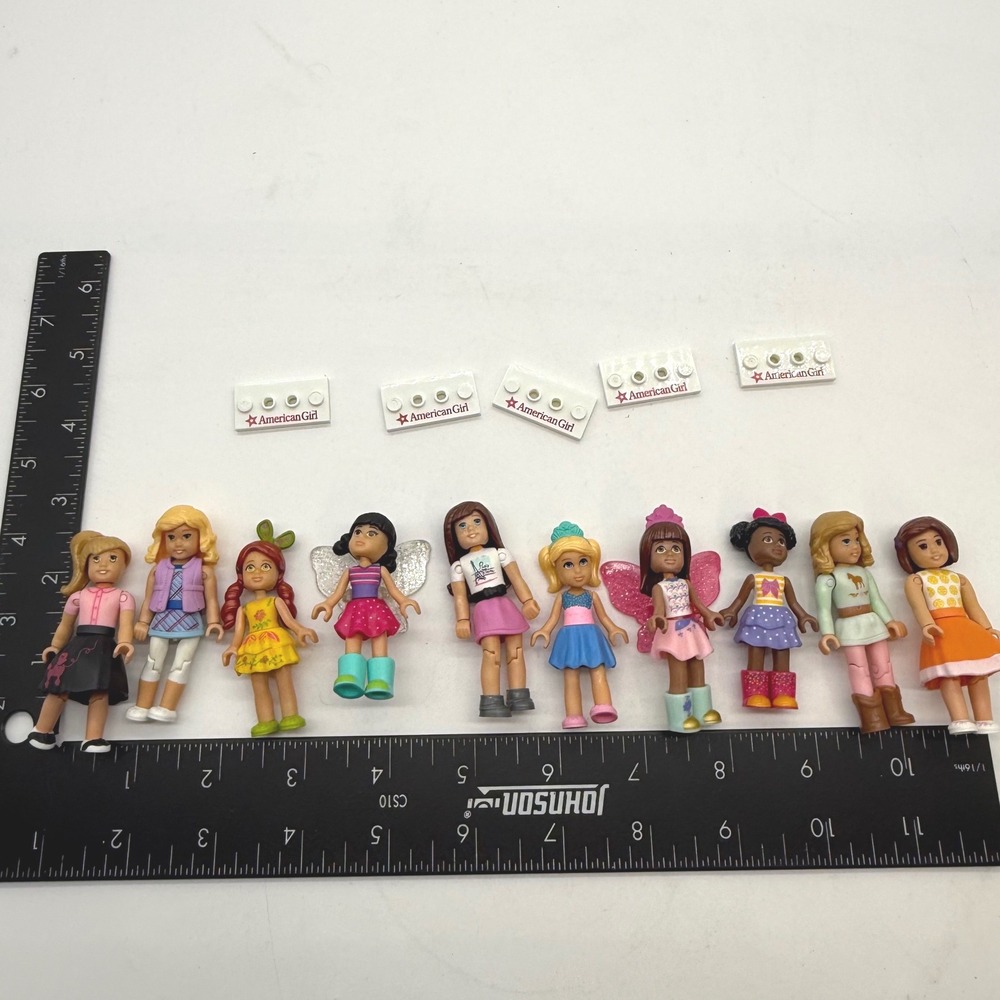 American Girl Mega Construx Mini Figure Lot of 10 with Display Stands Mix Match